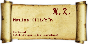 Matias Kilián névjegykártya